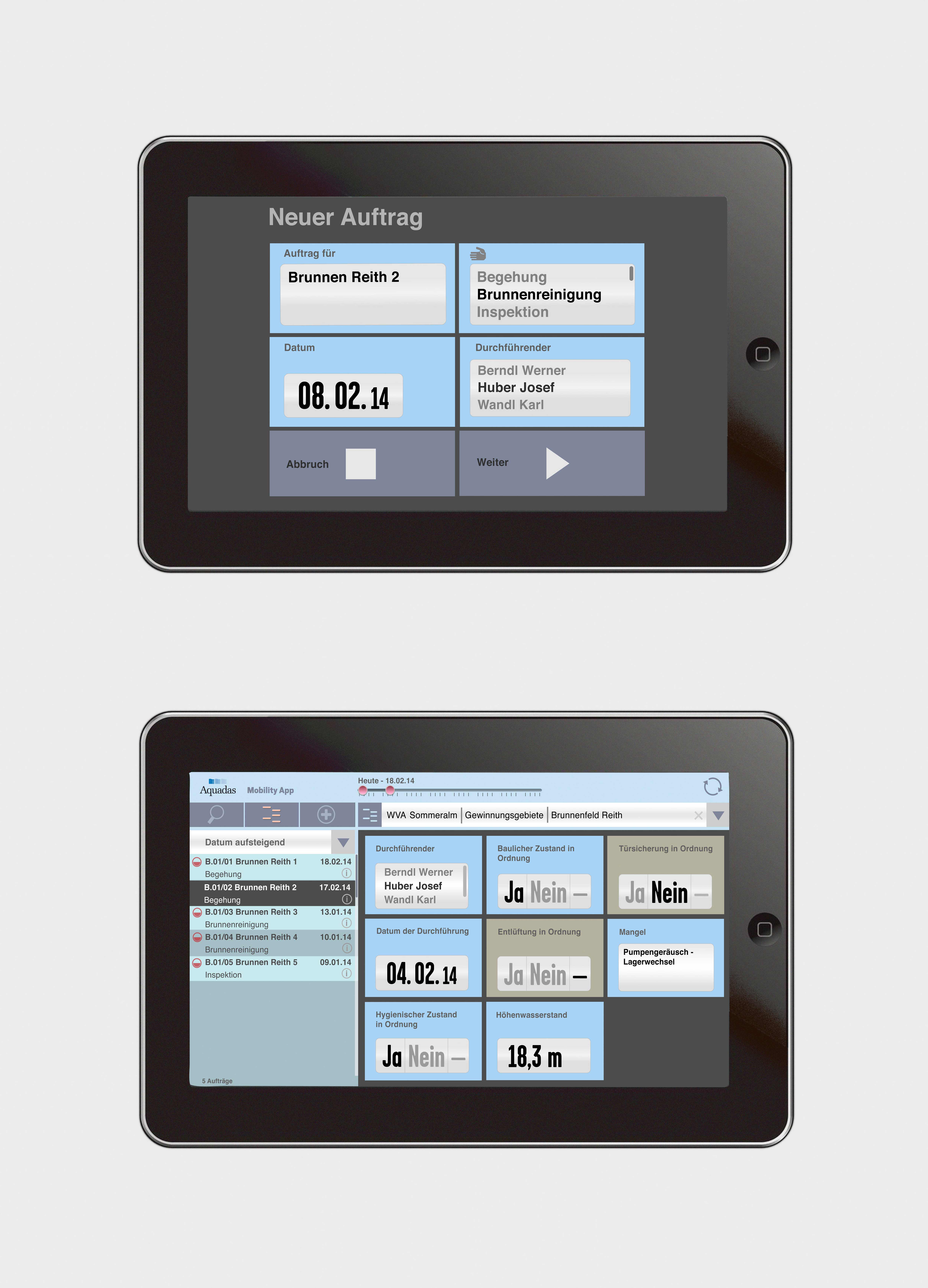 2 tablets with App-interface