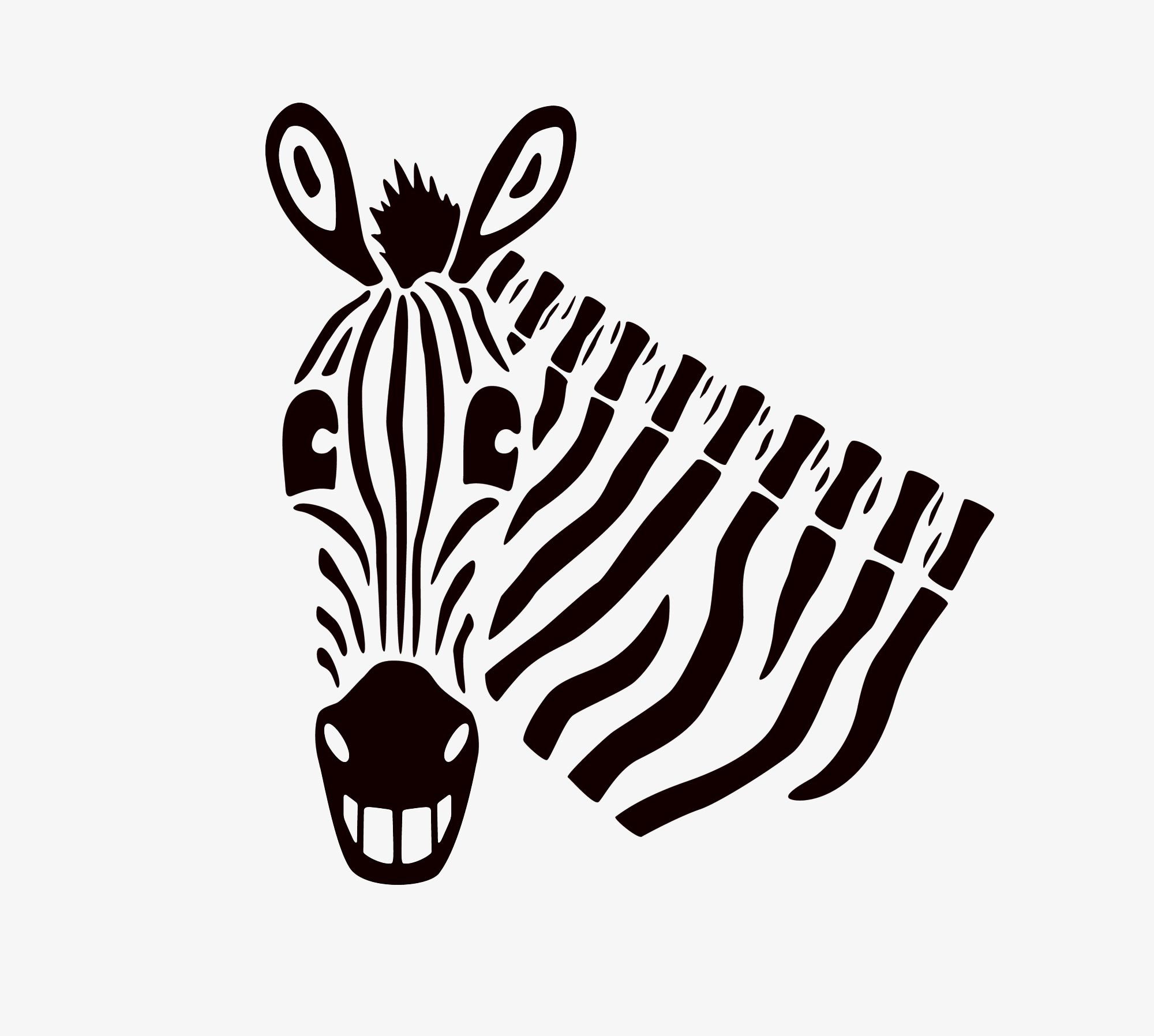 Illustration of a smiling zebra.