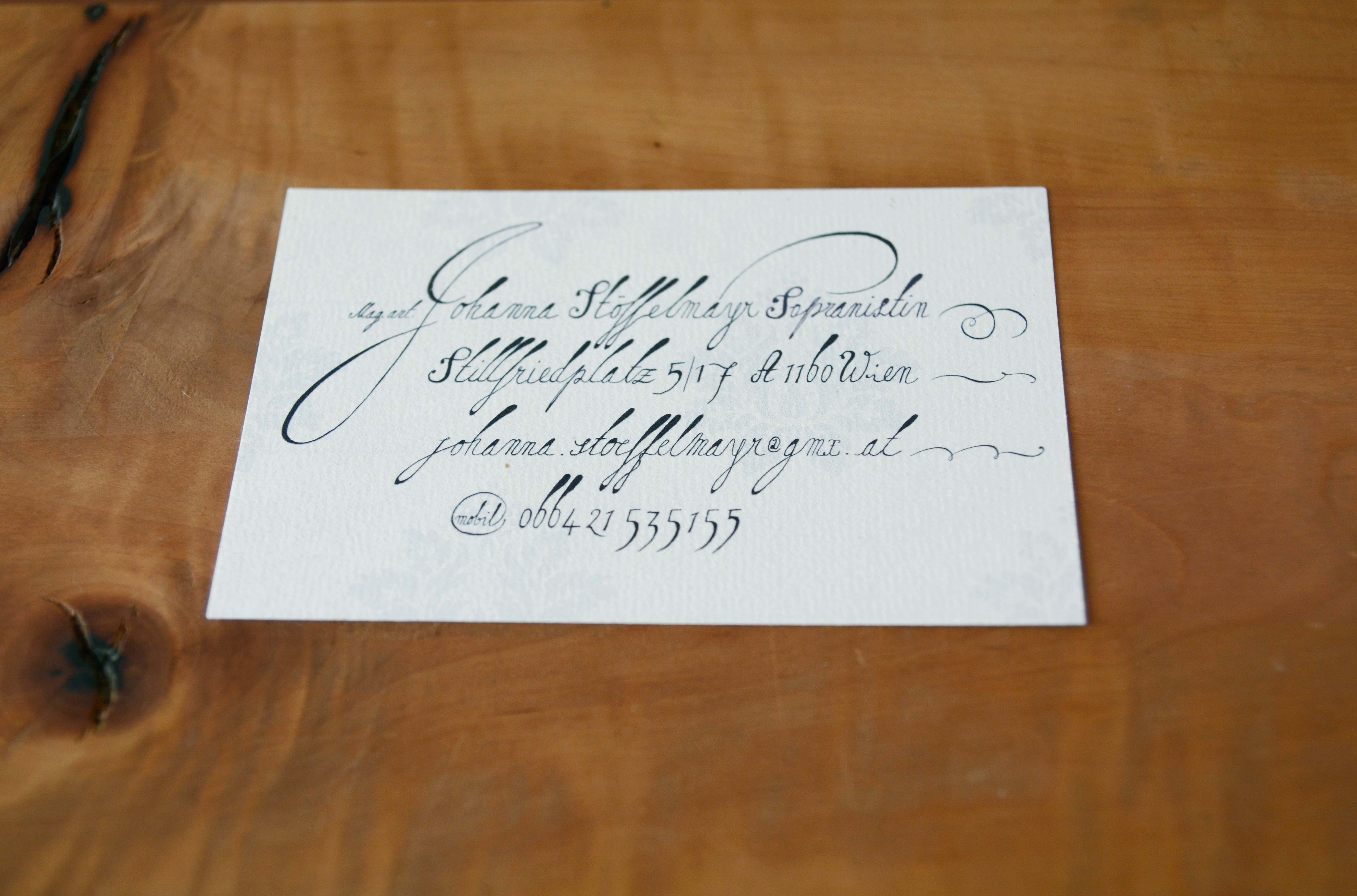Card with handwritten font.
