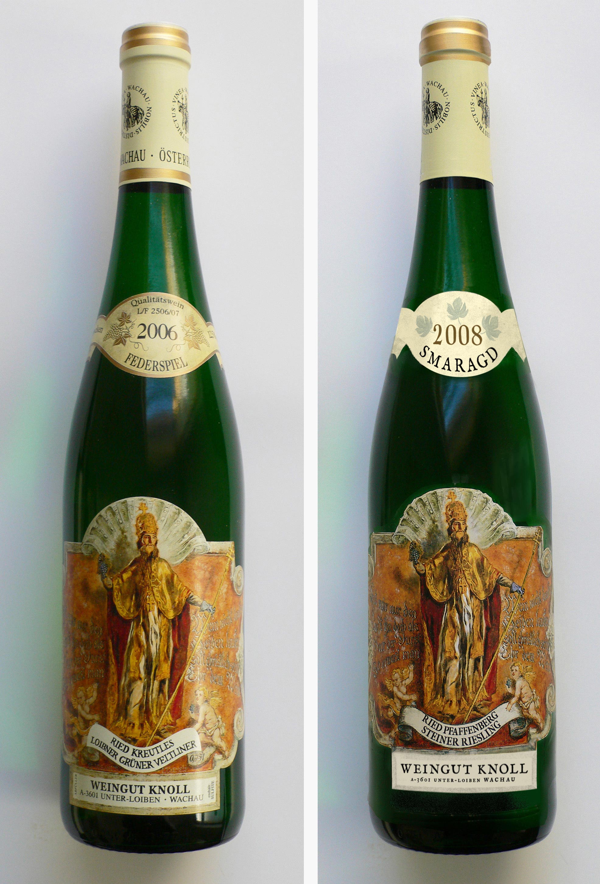 2 photos of the same wine bottle. Label differs slightly.