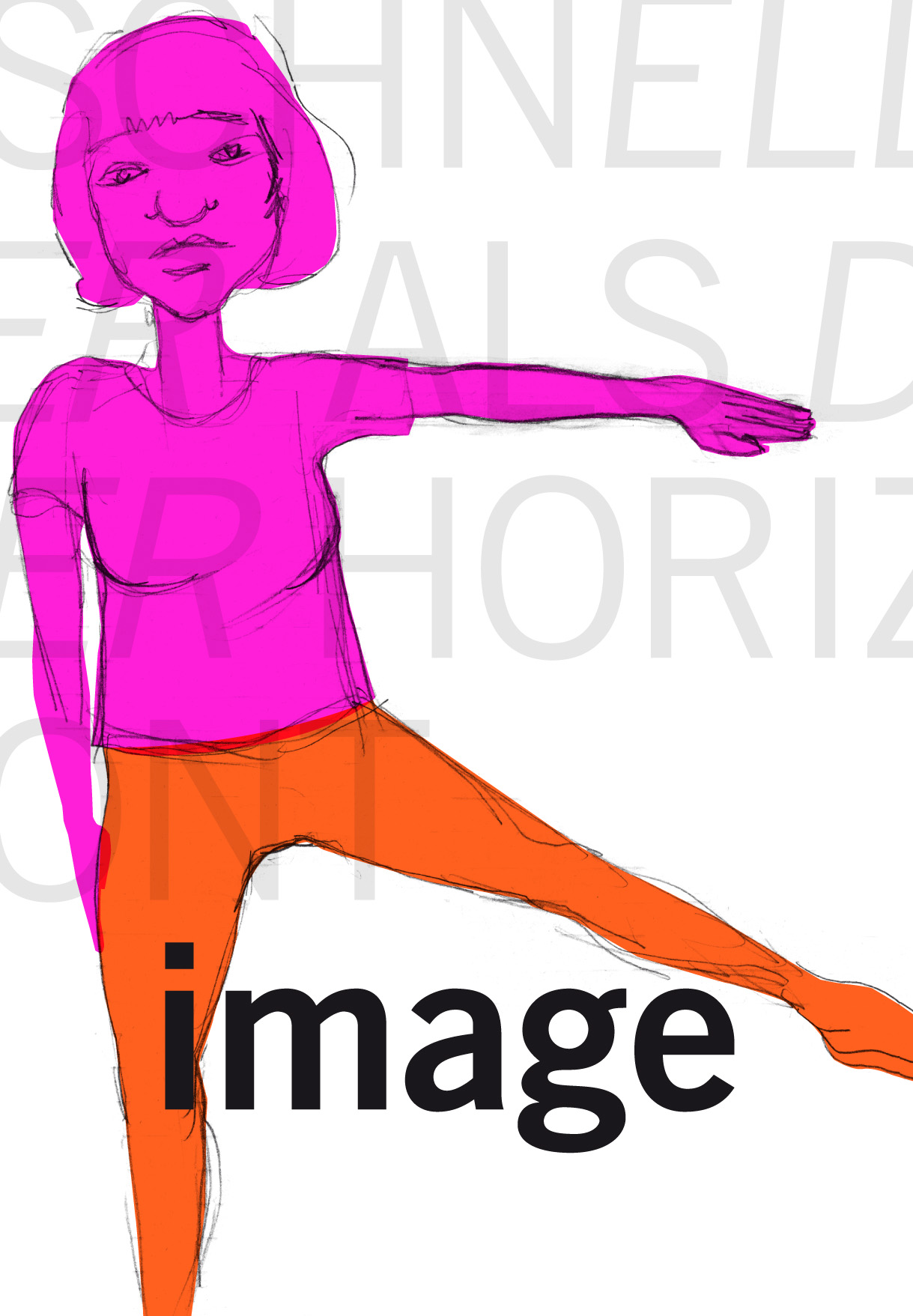 Poster. Colourway variation of sketched woman.