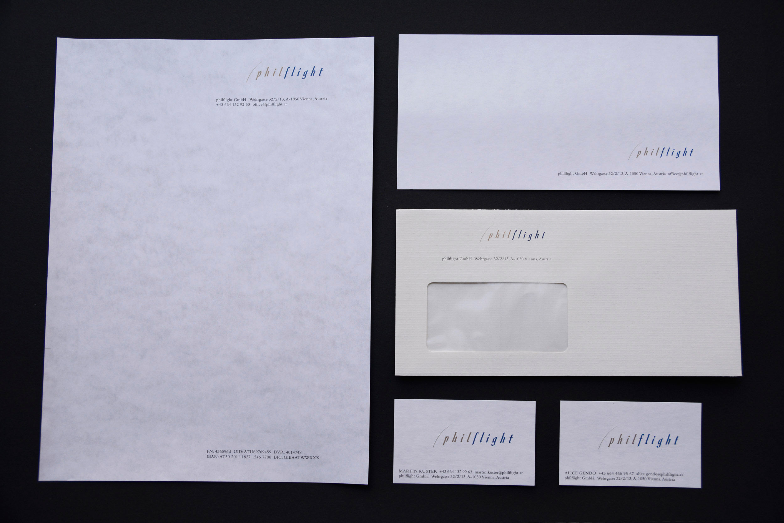 Set of printed business matters. Card, envelope, writing paper, greeting-card.
