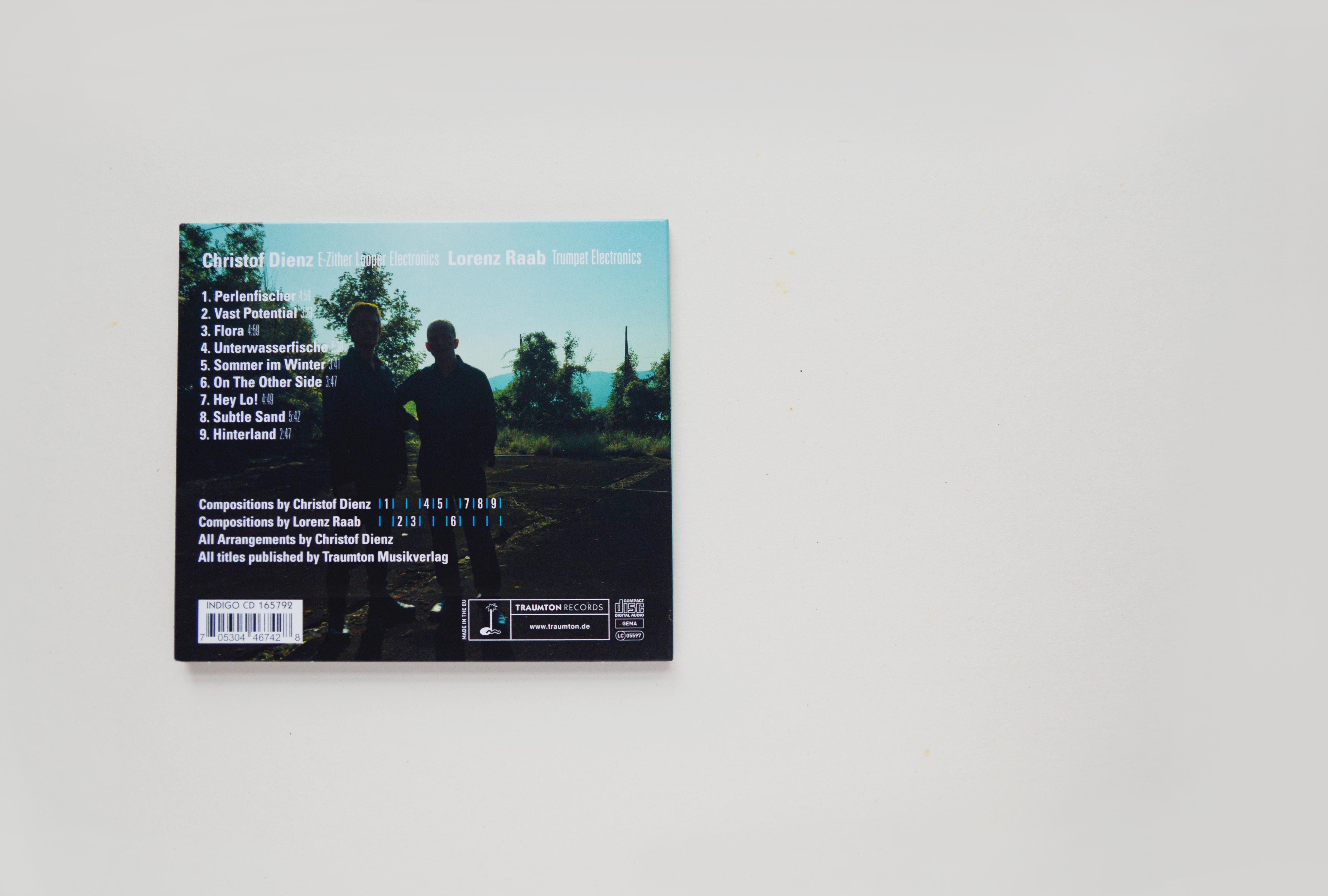 Back CD. Full-page photo. Different shot of 2 man standing on the tennis court. Songtitles and credits overlayed.