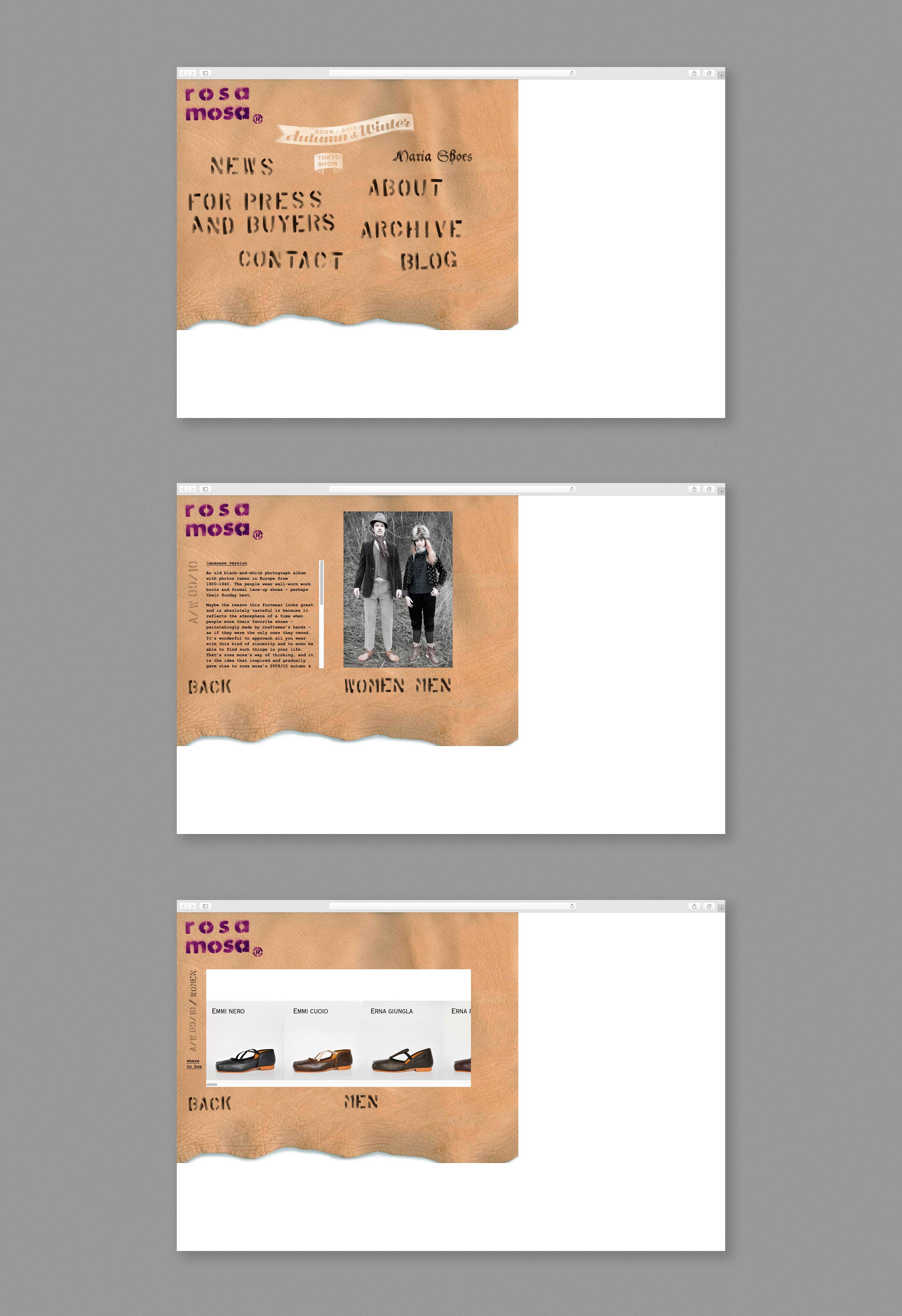 Desktop browser windows with screenshots.