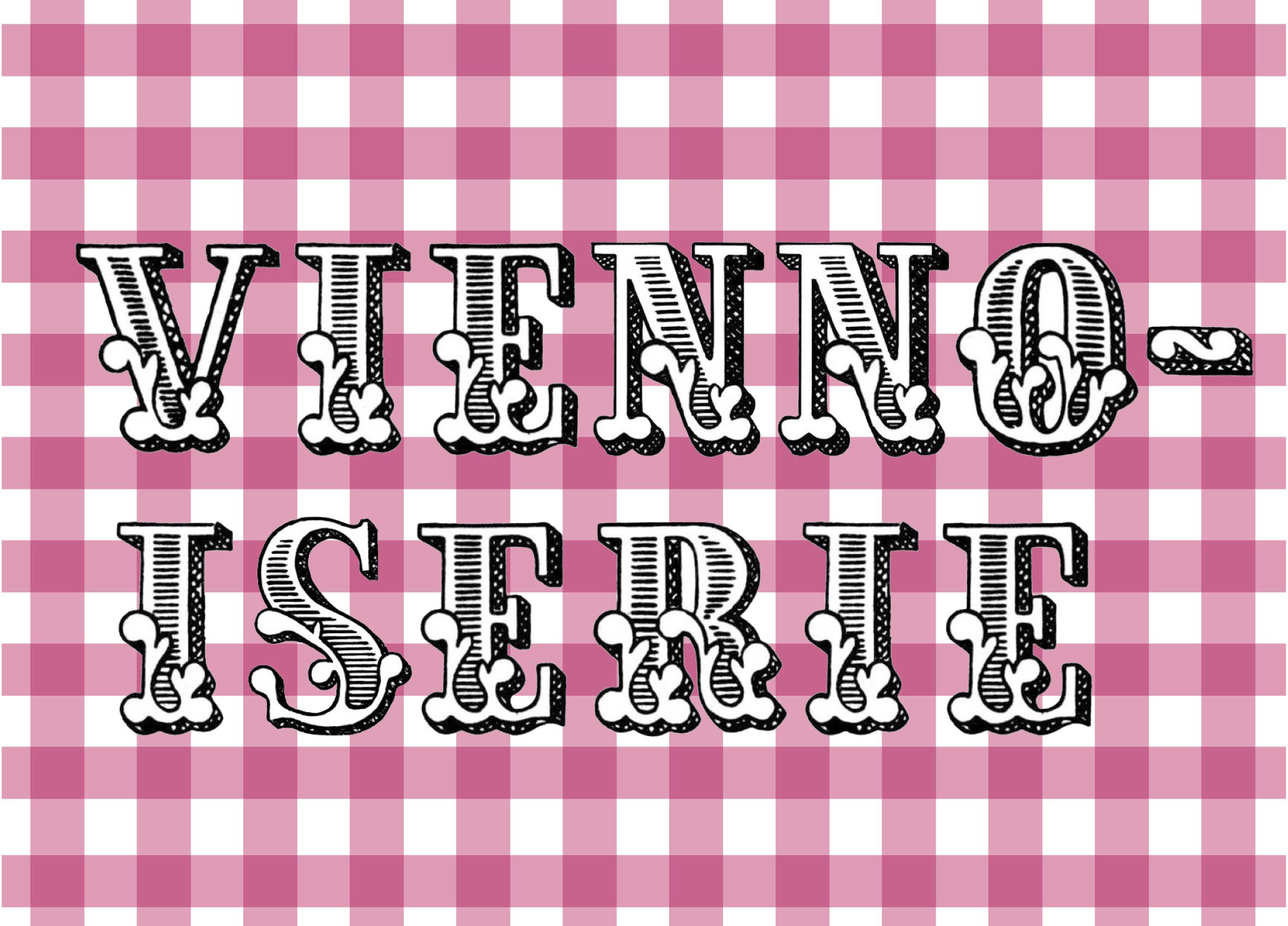 Logo. Old decorative font on checked pattern.